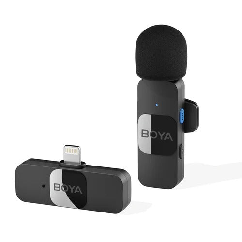 BOYA Smallest 2.4Ghz Wireless Microphone with Lightning connector for iOS device ( 1TX+1RX) - Black BY-V1