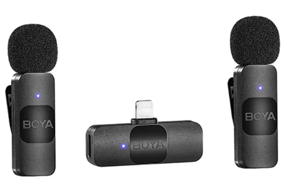 BOYA Smallest 2.4Ghz Wireless Microphone with Lightning connector for iOS device (2TX+1RX) - Black BY-V2