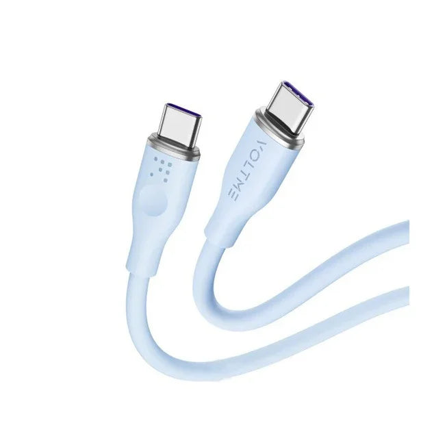 كابل Voltme Powerlink Moss Liquid Silicon Type C إلى Type C 5A / 1M (100W) Emarker Blue