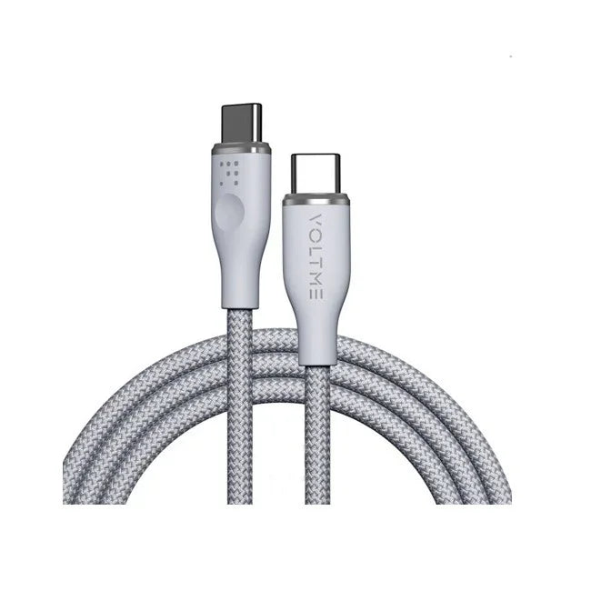 كابل Voltme Powerlink Rugg Double Nylon Type C إلى Type C 3A - 1 متر (60 واط) رمادي