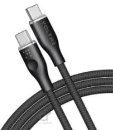 كابل Voltme Powerlink Rugg Double Nylon Type C إلى Type C 5A - 1M (100W) Emarker Black