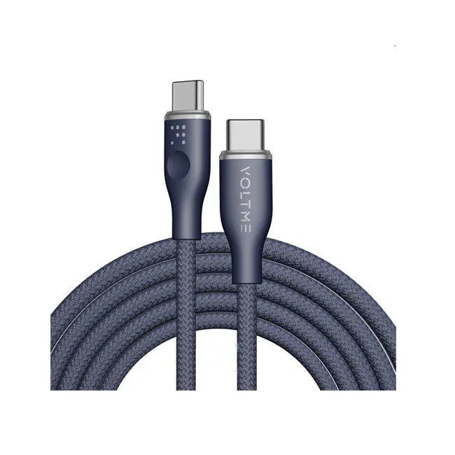 كابل Voltme Powerlink Rugg مزدوج من النايلون من النوع C إلى النوع C 3A – 1.8 متر (60 واط) أزرق