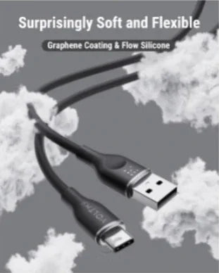 كابل Voltme Powerlink Moss Liquid Silicon USB A إلى Type C 3A / 1M (60W) أسود