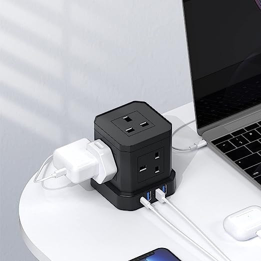 Choetech CUBE USB Power Strip 5 Outlets With 4 USB Ports Model: TP-VE4U5K