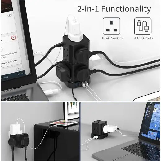 Choetech Cube powerstrip 9 outlets with 4 SUB outlets TP-VE4U9K - GulfStore.com