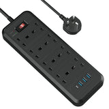شريط الطاقة Choetech مزود بـ 8 منافذ في المملكة المتحدة و3 منافذ USB + منفذ USB C بقوة 30 وات TP-FL4U8K-C