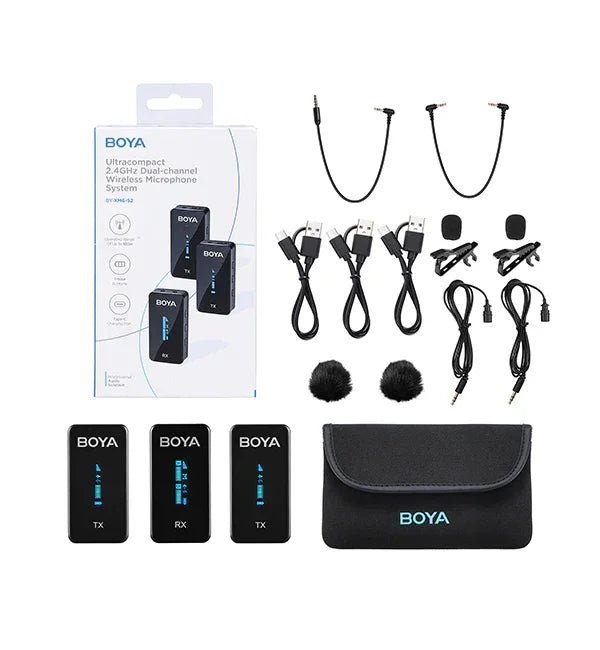 نظام ميكروفون لاسلكي ثنائي القناة BOYA BY-XM6-S2 Mini Ultracompact 2.4GHz
