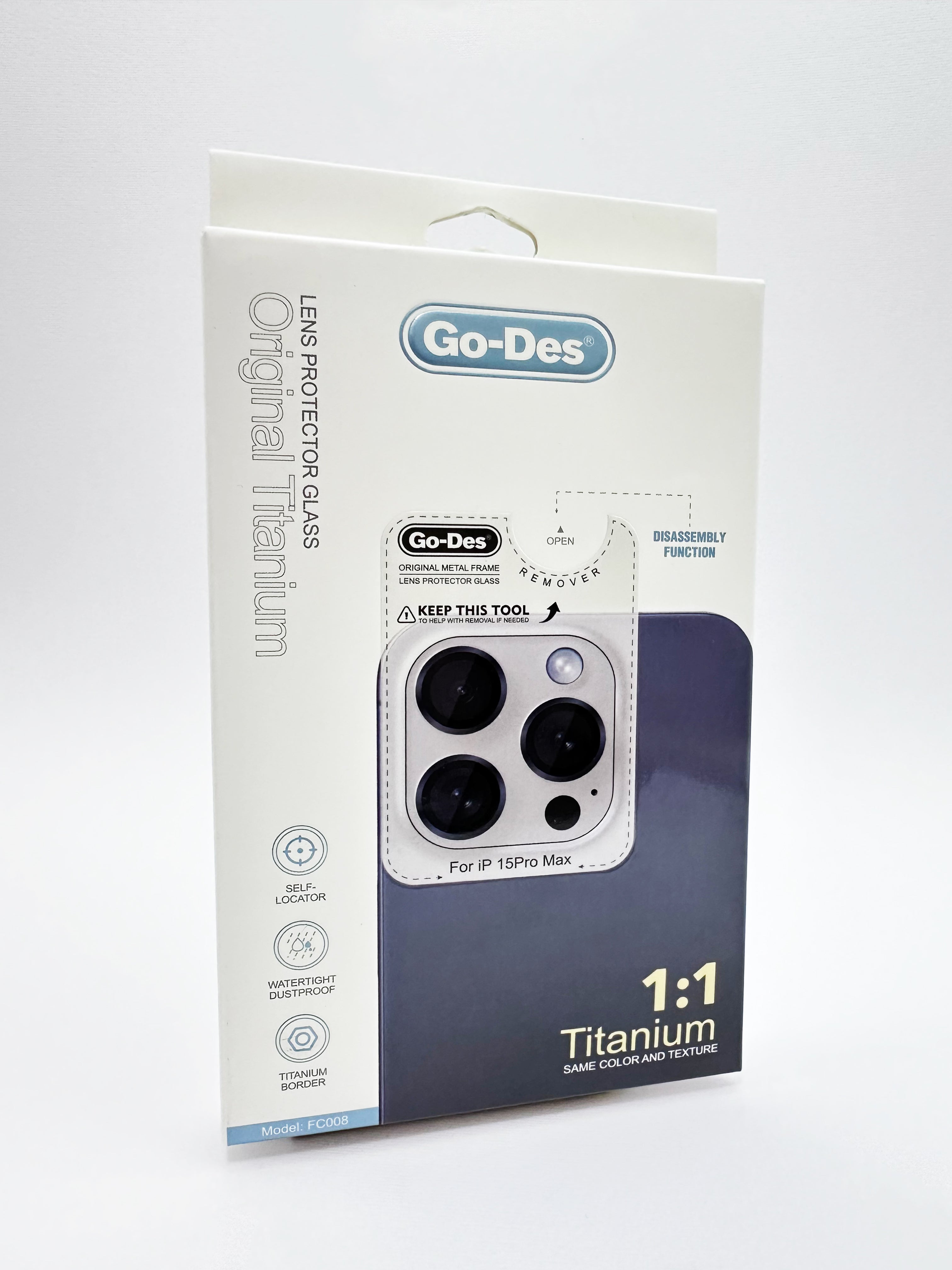 Go-Des lense protector glass   for iphone 15 pro max color Titanium
