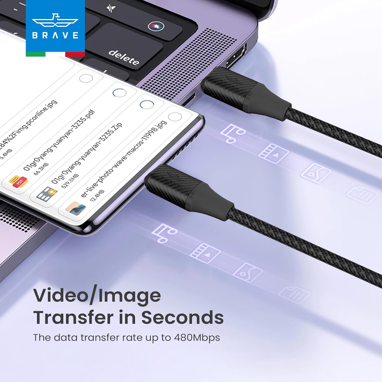 BDC-45 , BRAVE 2 in 1 60W Fast Charging Data Cable