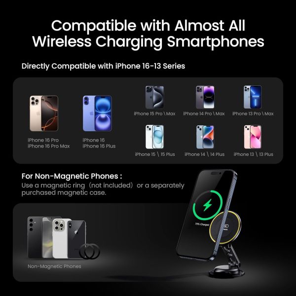 AOHI Super Auto Foldable Magnetic 15W Wireless Car Charger