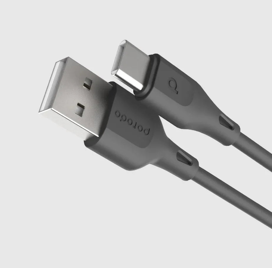 كابل USB من Porodo PD-U12CC-BK بموصل Type-C 3A وكابل شحن ونقل بيانات سريع ومتين من Porodo (1.2 متر/4 قدم) أسود