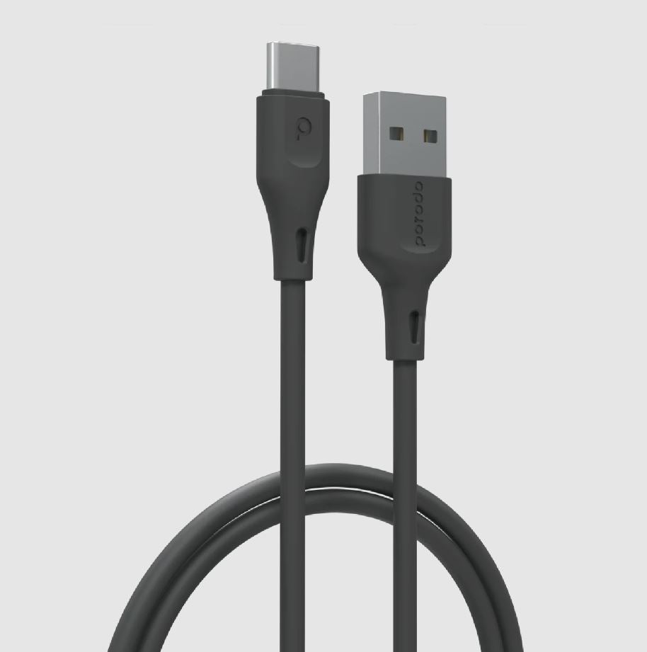 Porodo PD-U2CC-BKPorodo USB Cable Type-C Connector 3A Durable Fast Charge and Data Cable (2m 3A)Black
