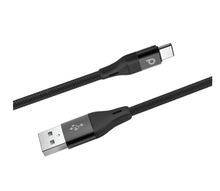 Porodo PD-ACBR22-BKPorodo Braided USB-A to Type-C (3A 2.2m)Black