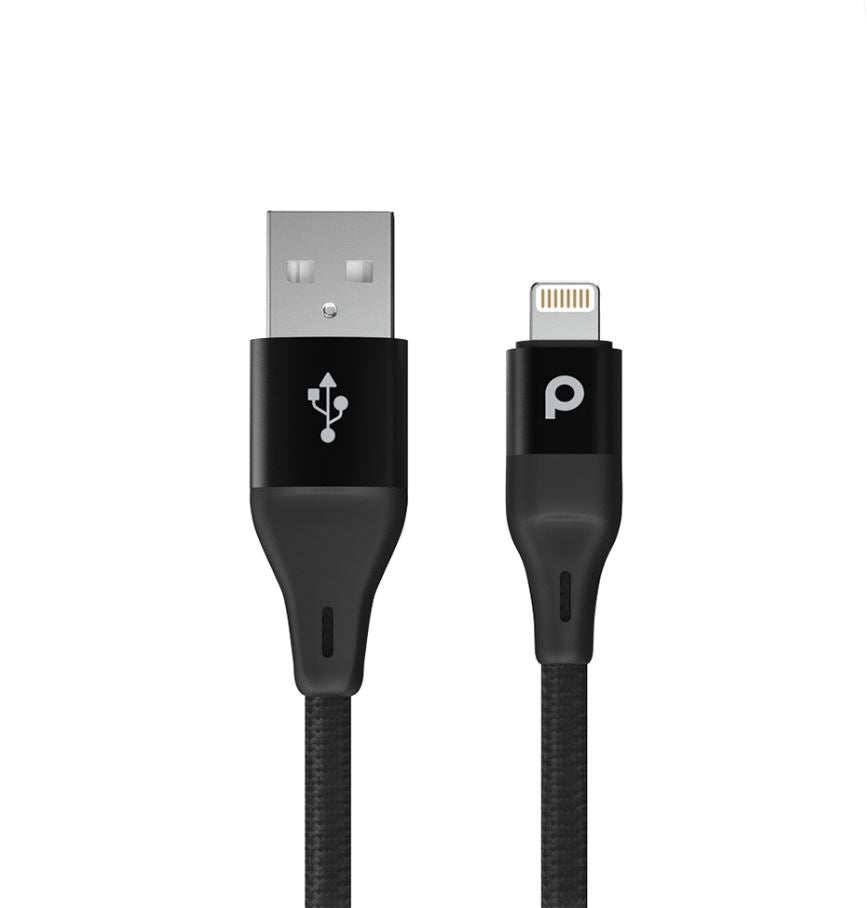 Porodo PD-ALBR22-BKPorodo Braided USB-A to Lightning (2.4A 2.2m)Black
