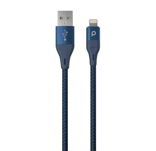 Porodo PD-ALBR12-BUPorodo Braided USB-A to Lightning (2.4A 1.2m)Blue