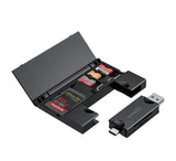 Porodo "PB-CACRH-BKPorodo Blue 2 in 1 Card Reader with Card Holder Black "