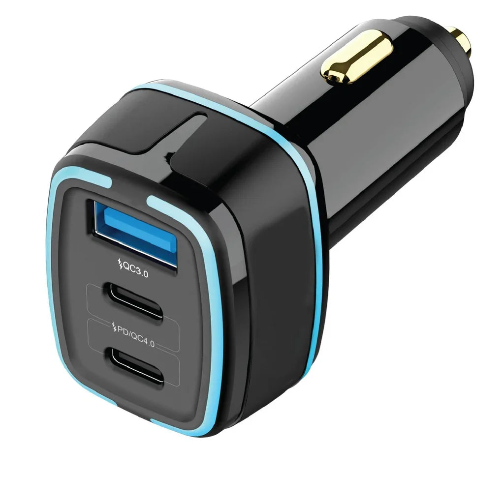 شاحن سيارة متعدد المنافذ من بورودو QC3.0 بقوة 20 وات + PD مزدوج بقوة 20 وات / 65 وات (PD-C2PD-BK0 - أسود)