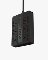 Porodo 6 AC 2 USB-A 24W & 4 USB-C PD 36W Multi-Port Super Hub 2M 3000W UK - Black - GulfStore.com