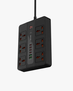 Porodo 6 AC 2 USB-A 24W & 4 USB-C PD 36W Multi-Port Super Hub 2M 3000W UK - Black - GulfStore.com