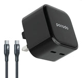 Porodo "PD-FWCH012-C-BKPorodo Super-Fast Dual USB-C Wall Charger With 1.2m Type-C To Type-C Cable " - GulfStore.com