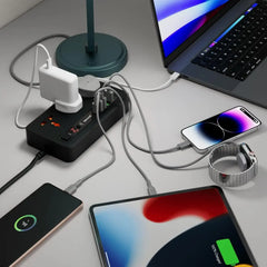 Porodo Multi-Port Power HUB 4 USB-A/USB-C Ultimate Home & Office Kit PD-FWCH013-BK - 2m - Black - GulfStore.com