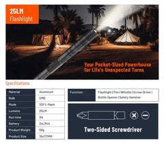 Porodo-"PD-LS91PNFLPorodo LifeStyle Outdoor 9in1 Flashlight with Holder Pen Whistle Bottle Opener and Safety Hammer Black/Grey " - GulfStore.com