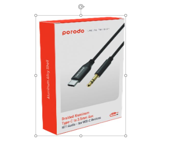 Porodo PD-AXC12-BK Porodo Braided Aluminum Type-C to 3.5mm Aux HIFI Audio for USB-C Devices 1.2m/4ft Black