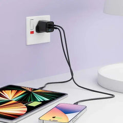 Porodo Dual Port PD + USB-A (35W+18W) Charger with Type-C To Lightning - Black - GulfStore.com