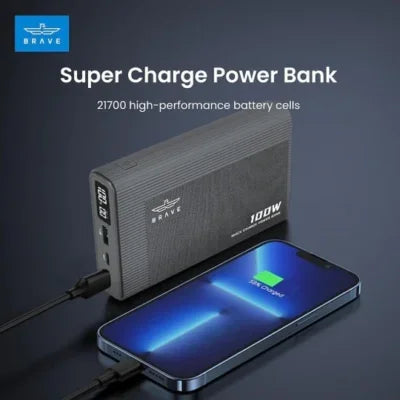 Brave | 100W Ultra-fast Power bank 20000mAh with Multiple Protection, Smart Power | BP-15