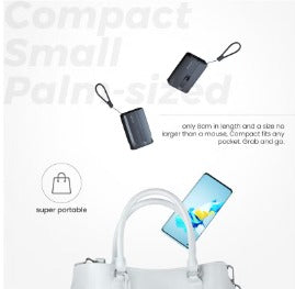 BRAVE 10000mAh Power Bank Support PD 20W and USB A 22.5W Fast Charging with Built-in 2 Output Cable