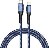 Brave 30w Type-C to Lightning Nylon Braided Data Cable 3.1A Fast Charging Charger for iPhone 14 Pro Max, iPhone 13 12 11 Pro Max Mini XS 1.2m (Blue)