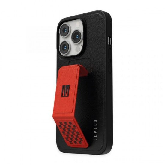 Levelo Morphix Gripstand PU Leather Case For iPhone 14 Pro Max LVLMORPHIX14PM-RD - Red