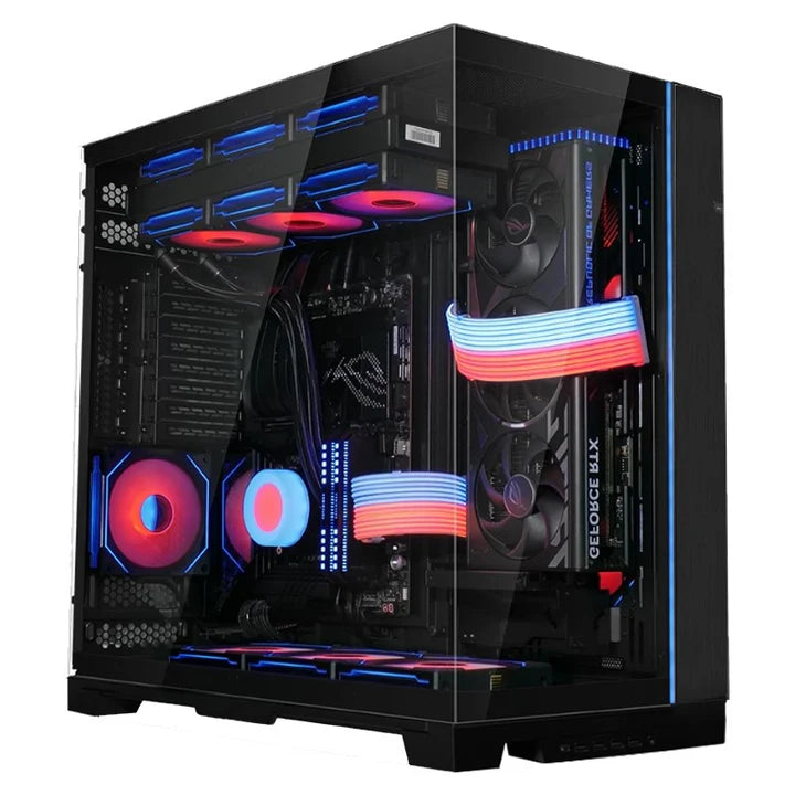 LIAN LI O11 Dynamic EVO XL RGB Tempered Glass Full Tower Gaming Case - أسود (المراوح غير متضمنة)