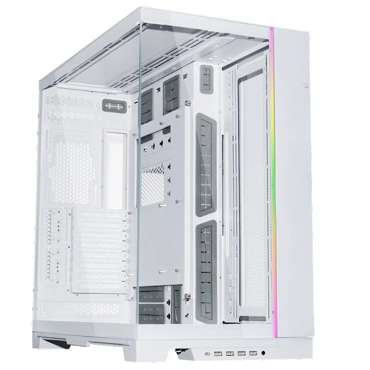 LIAN LI O11 Dynamic EVO XL RGB Tempered Glass Full Tower Gaming Case - أبيض (المراوح غير متضمنة)