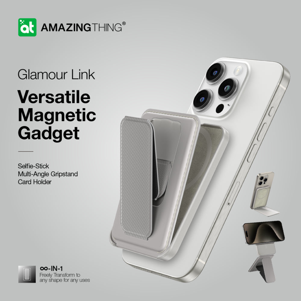 AMAZINGTHING | 17051 | GLAMOUR Link Travel Mag Fold Pro Magnetic Wallet With Card Holder | Gray