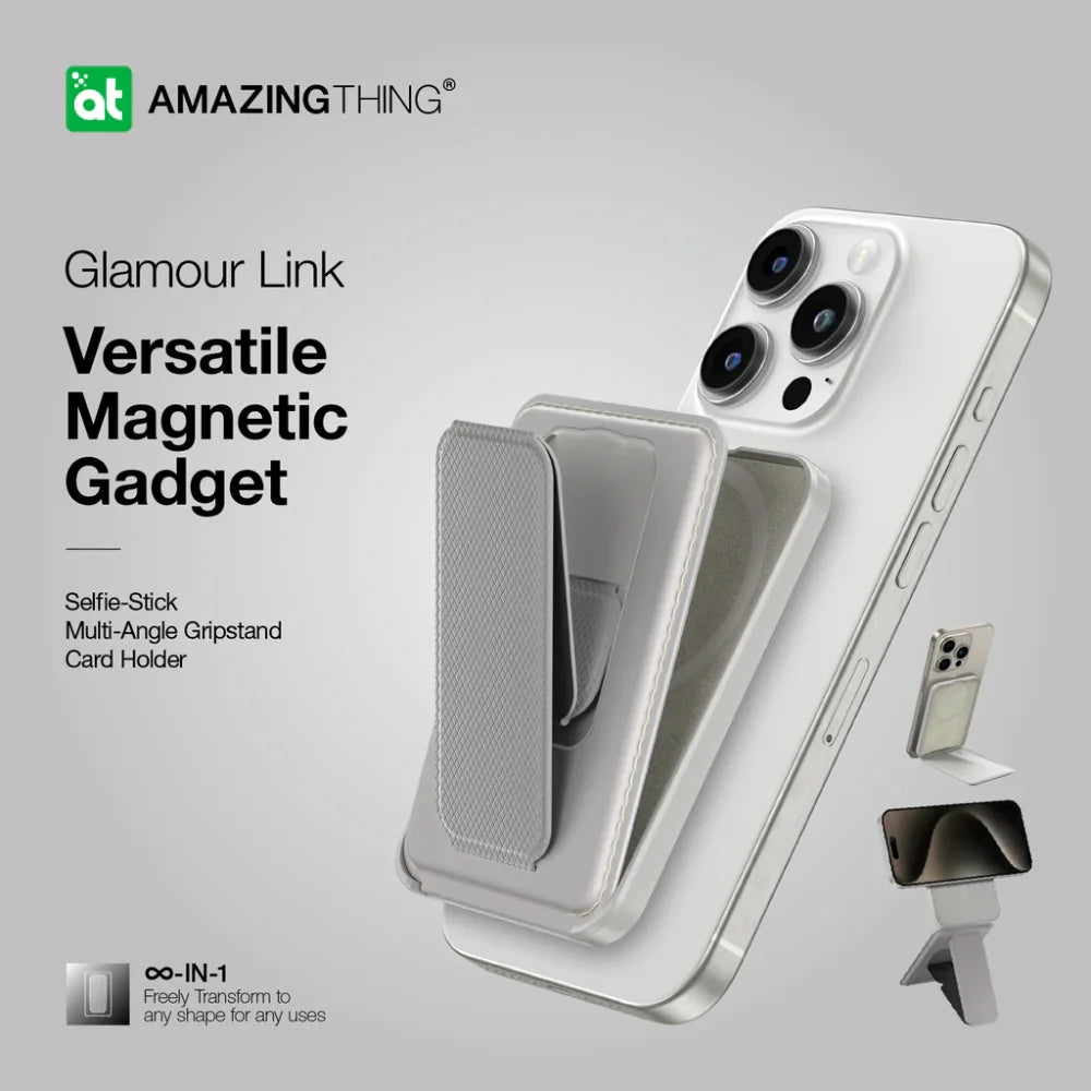 AMAZINGTHING | 17051 | GLAMOUR Link Travel Mag Fold Pro Magnetic Wallet With Card Holder | Gray