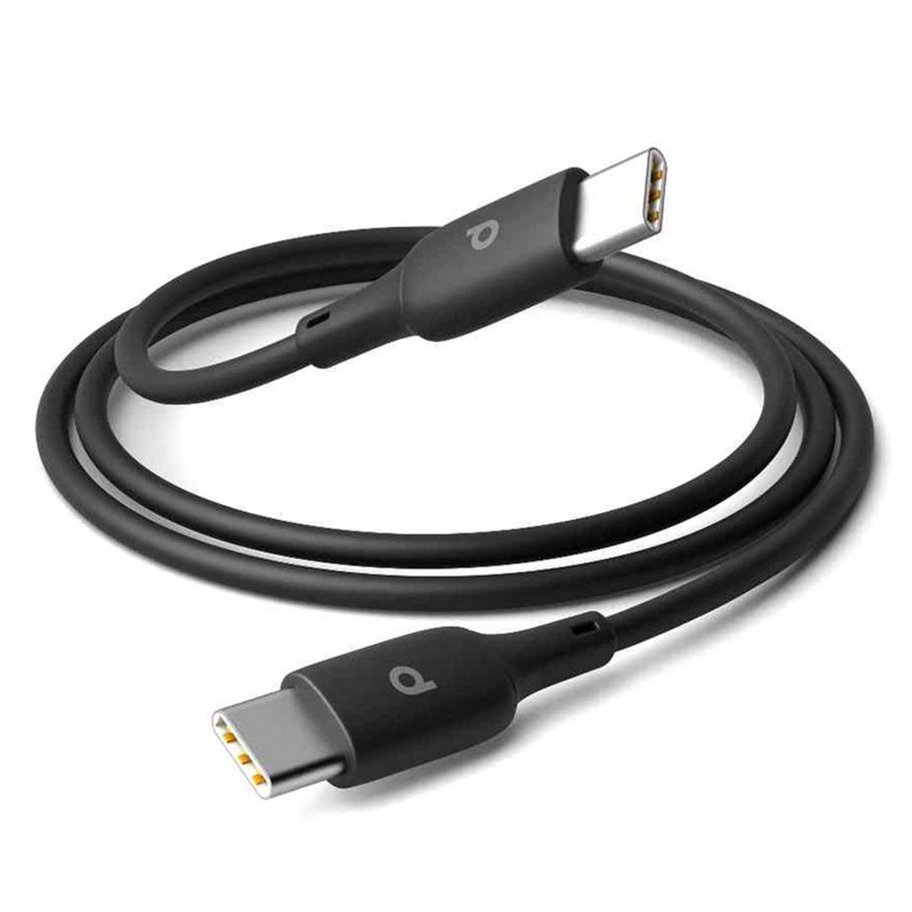 Porodo Blue PVC Type-C to Type-C 60W Durable Fast Charge & Data Cable 1m/3.2ft Black   PB-UC1MCC-BK