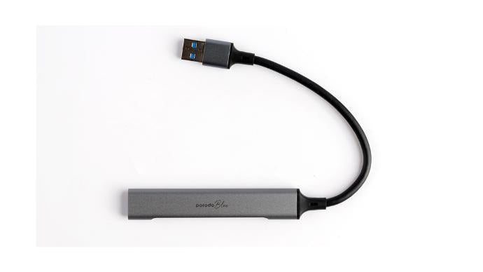 موزع USB-A 4 في 1 من Porodo Blue إلى 1 x USB-A 3.0 5Gbps و3 x USB-A 2.0 480Mbps