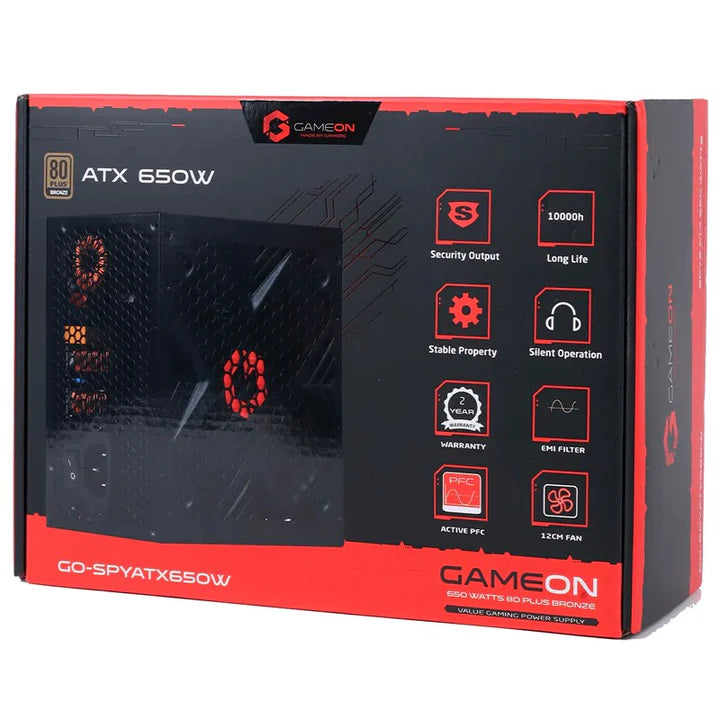 GAMEON - SPY2 ATX 650 WATTS 80 PLUS BRONZE Value Gaming Power Supply