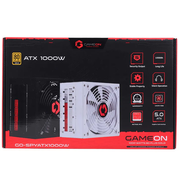 GAMEON - SPY2 ATX 850 WATTS 80 PLUS BRONZE Value Gaming Power Supply - White