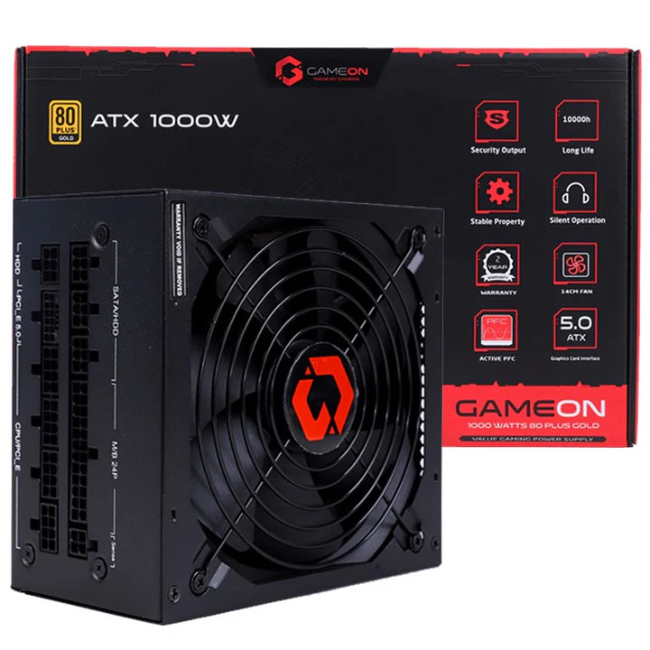 GAMEON - SPY2 ATX 1000 WATTS 80 PLUS Gold Value مزود طاقة للألعاب - أسود