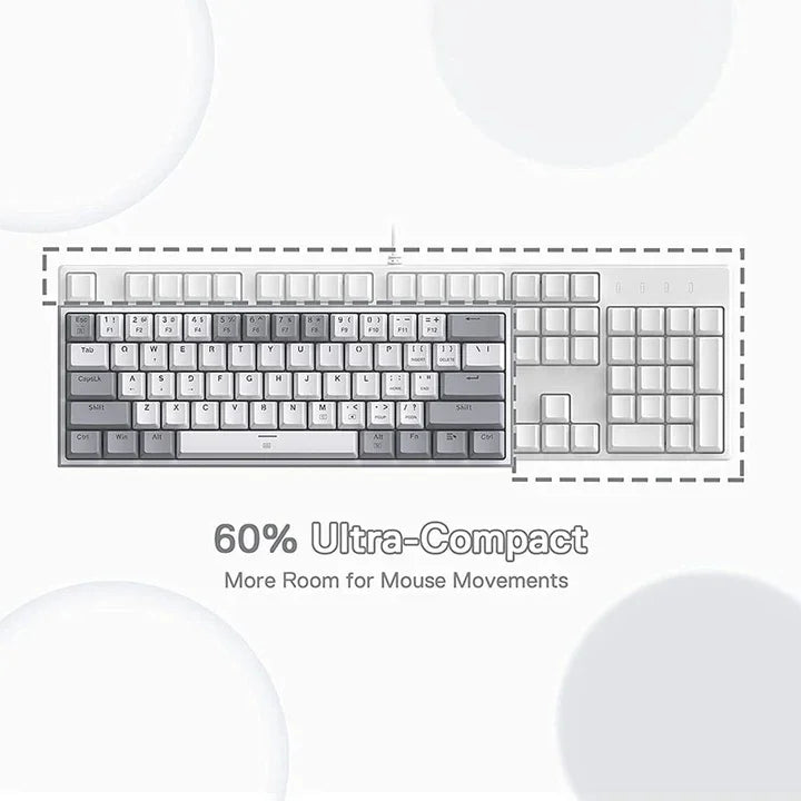 Redragon Fizz Rgb Wired Mechanical Gaming Keyboard - White/grey (Dust-proof Red) (English&arabic)