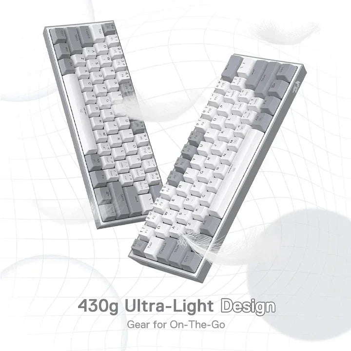 Redragon Fizz Rgb Wired Mechanical Gaming Keyboard - White/grey (Dust-proof Red) (English&arabic)
