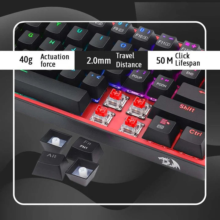 Redragon Fizz Pro K616 60% Wireless RGB Mechanical Gaming Keyboard (Red Switch) - Black