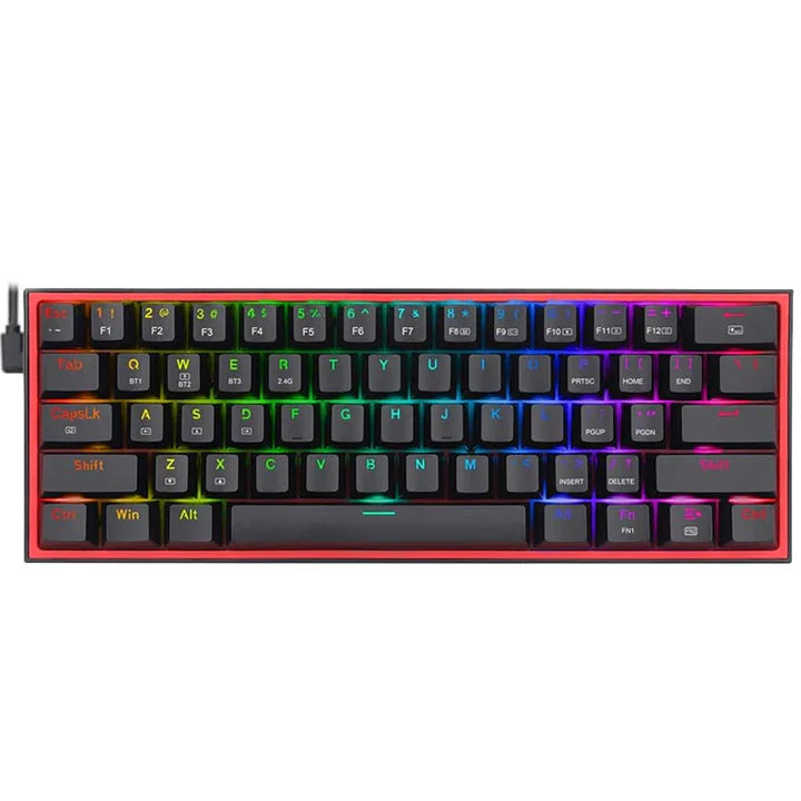 لوحة مفاتيح الألعاب الميكانيكية Redragon Fizz Pro K616 60% لاسلكية RGB (مفتاح أحمر) - أسود 