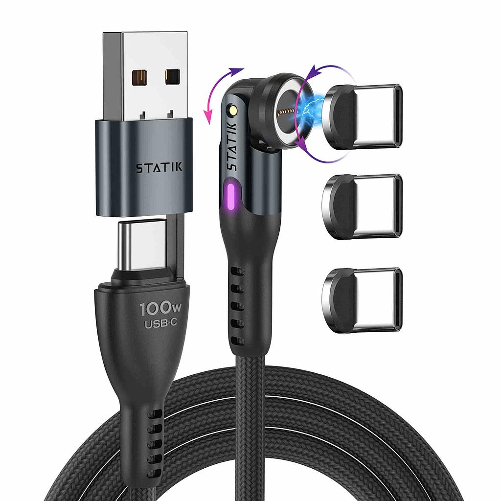 Statik | PUP-0521-3FT | Statik 360 Pro 2.0 Magnetic Tip USB-C Cable 90cm