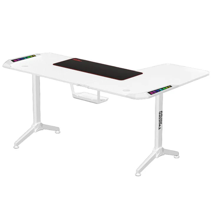 Twisted Minds WARRIOR L-Shaped RGB Gaming Desk (Left) White (160*100*75cm)