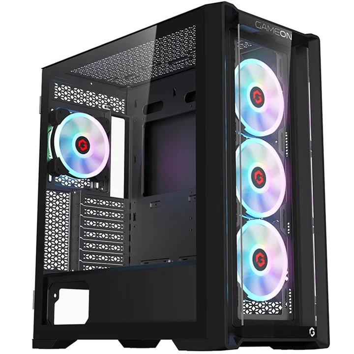 GAMEON Vortex Midnight Series Mid Tower Gaming Case - Black