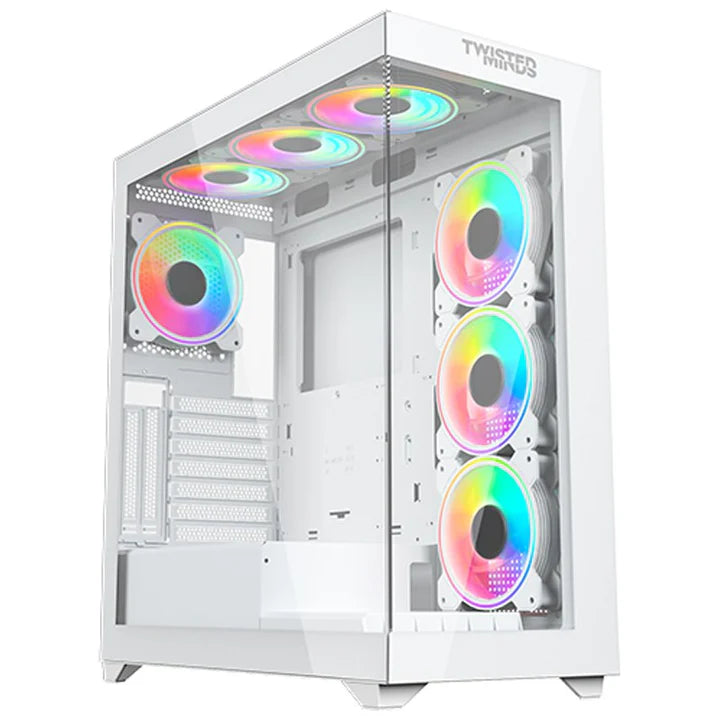 Twisted Minds Quantum Glass Mid Tower Gaming Case - White 7*120mm