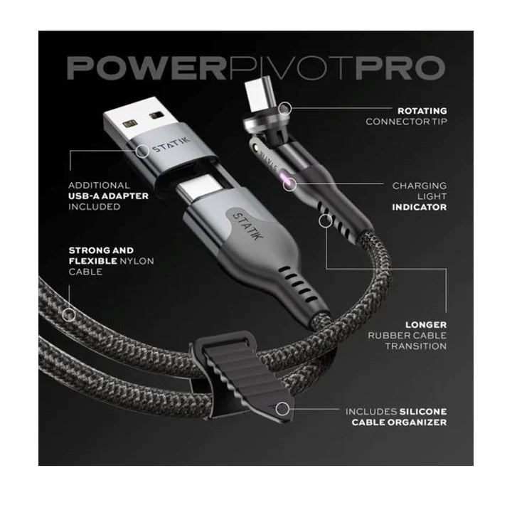 Statik | PUP-0455-6FT-CC | Statik PowerPivot Pro 100w Nylon Braided C-C Cable 1.8m